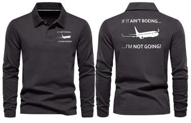 BOEING I AM NOT GOING LOGO LONG SLEEVE POLO
